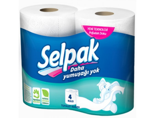 4492 Туал.папір "Selpak" 3-шар. білий 18.6м  4 шт/уп  /12