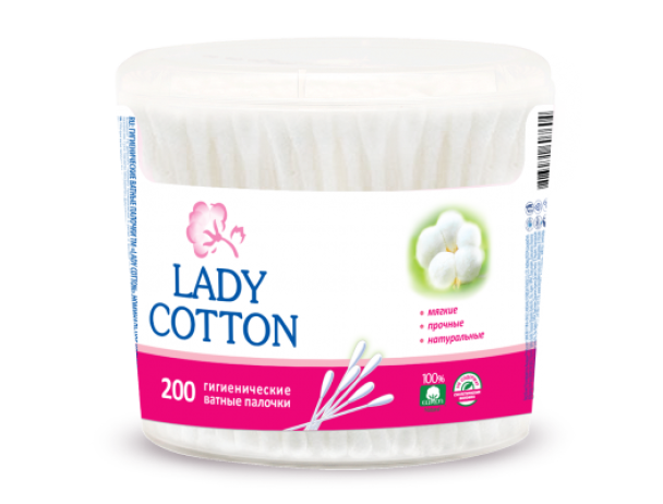 7604 Lady Cotton Ватні палички 200шт/Банка 6/24
