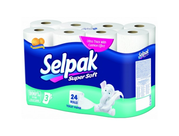 Туал.папір "Selpak" 3-шар. білий 18.4м  24 шт/уп